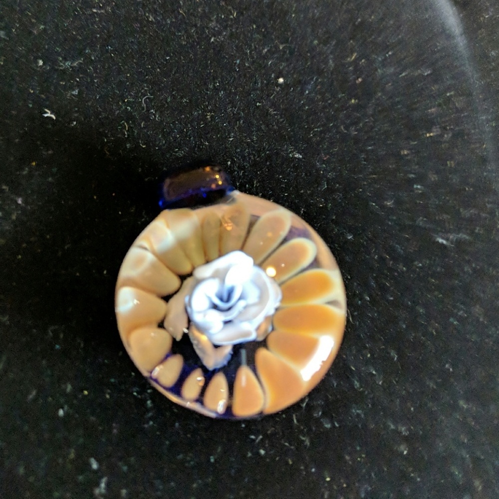 Hand blown flower glass pendant